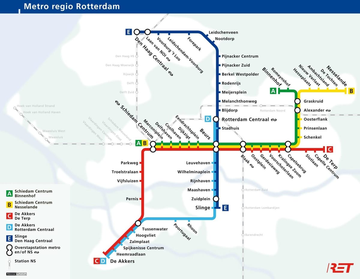 Rotterdam metró térkép