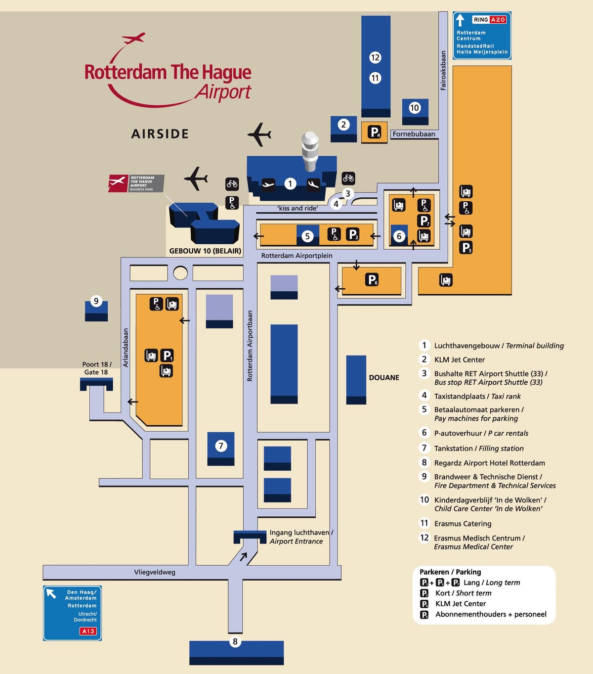 Térkép Rotterdam repülőtér 