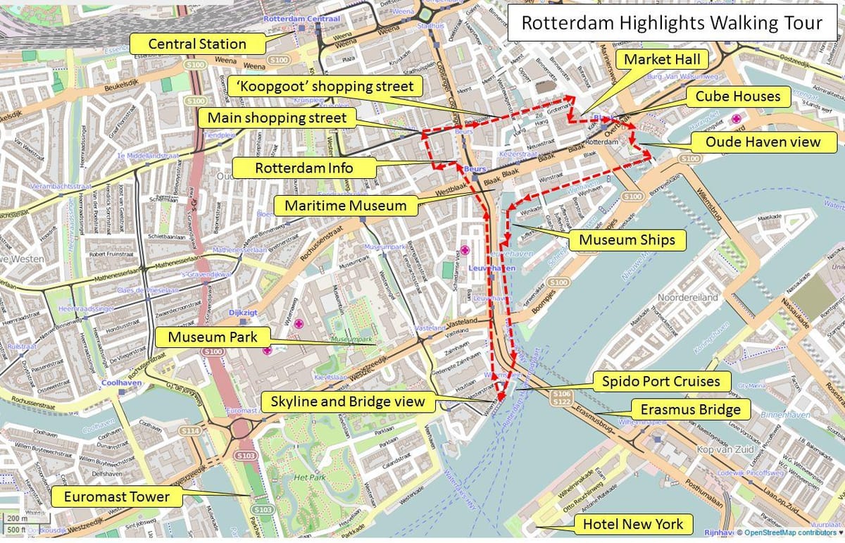 Térkép Rotterdam séta 