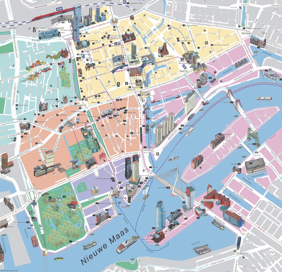 Térkép Rotterdam turista látványosságok 