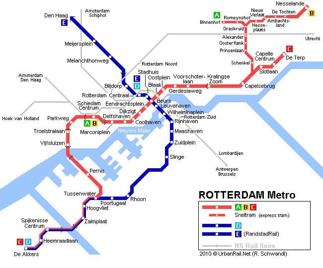 ret Rotterdam villamos térkép
